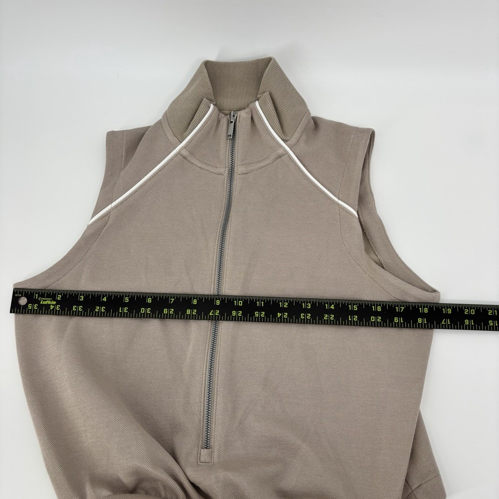 Spanx Air Essentials Pique Sleeveless Mockeck Jumpsuit Wide Leg Tan Size Medium - Picture 10 of 13